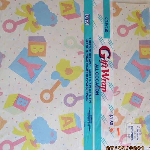 Vintage Cleo Gift Wrapping Paper A Baby All Occasion Coated Heavyweight Paper Mu - Picture 2 of 2